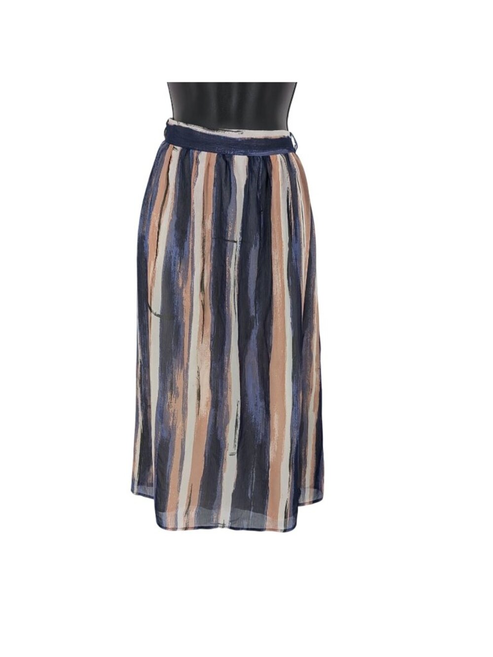 ModCloth Brushstroke Striped Midi Skirt Boho Artsy Neutral Office Resort Plus 2X